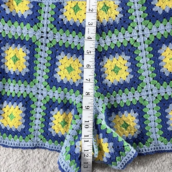 Zara Crochet Set Women Blue Yellow Small Granny Square Boho Festival Matching - Picture 15 of 16